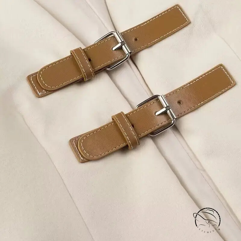 Elegant langry fashion tan leather watch strap with silver buckle