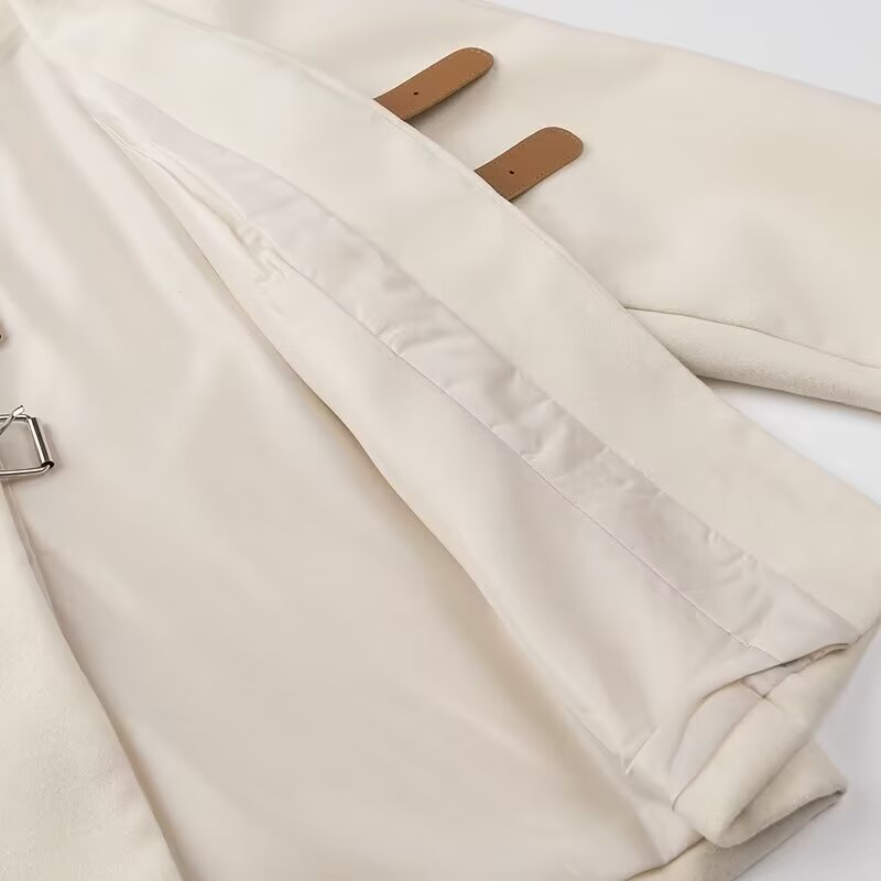 Langry fashion cream canvas tote with leather handles and metal buckle