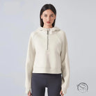 Beige half-zip hooded sweater from Langry fashion line