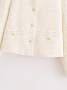 Langry cream-colored woolen linen blazer with button details and pockets