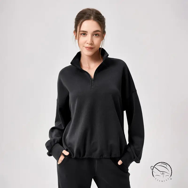 Winter Yoga Wear Sports Sweater Modal Loose Casual Stand Collar Running Fitness Top