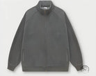 Gray winter heavy retro jacket with ribbed collar and cuffs