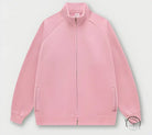 Pink winter heavy retro jacket with ribbed collar and cuffs