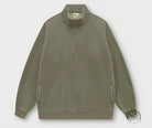 Olive green winter heavy retro jacket with zip-up, ribbed collar and cuffs