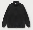 Black zip-up Winter Heavy Retro Jacket with ribbed cuffs, ideal for winter fashion ملابس