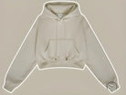 Beige cropped langry fashion zip-up hoodie with front pocket