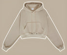 Beige Winter Retro Hooded Pullover sweatshirt with front pocket and drawstrings for langry fashion