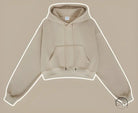 Langry beige cropped hoodie sweatshirt with front pocket and drawstrings