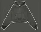 Langry winter retro hooded pullover in dark gray cropped fashion sweatshirt