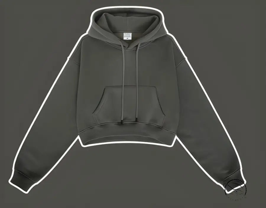 Langry winter retro hooded pullover in dark gray cropped fashion sweatshirt