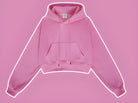 Pink cropped hoodie sweatshirt with glowing outline for Winter Retro Hooded Pullover fashion