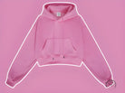 Pink cropped langry fashion hoodie with white glowing outline