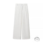 Elegant white pleated wide-leg pants for office fashion suits
