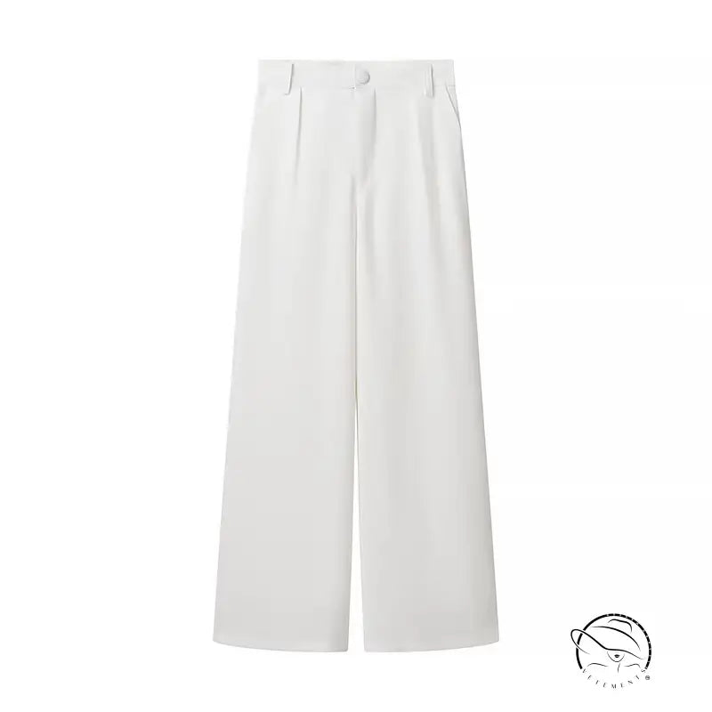 Elegant white pleated wide-leg pants for office fashion suits