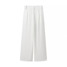 Elegant langry fashion white wide-leg pleated pants in high-waist suit