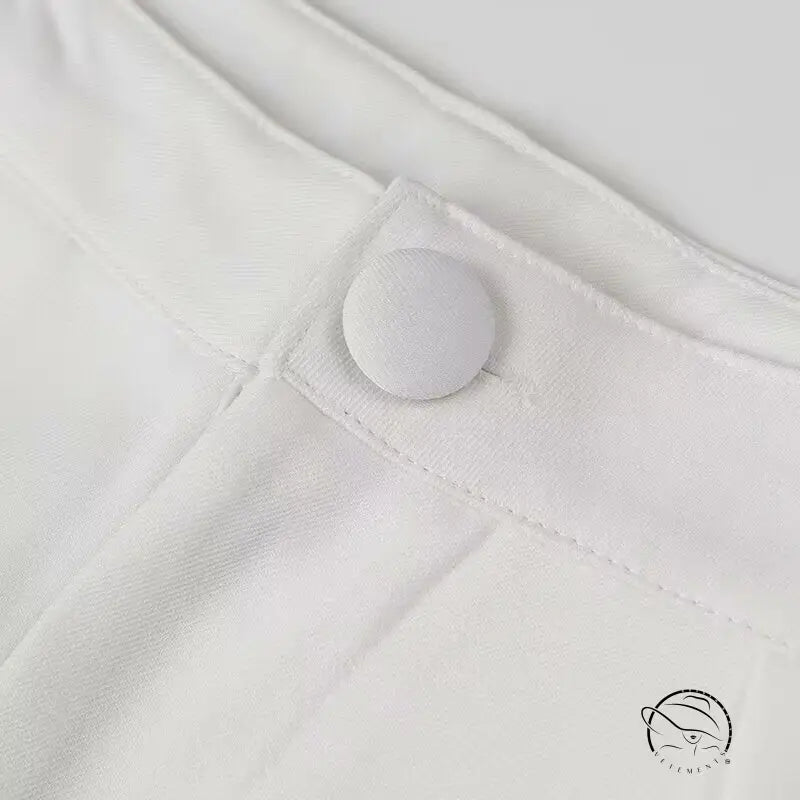 Elegant langry fashion white button-down shirt in minimalist blazer suit