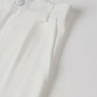 Elegant Langry white pleated fashion dress with waist button closure