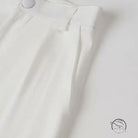 Elegant langry fashion white pleated dress with waist button closure