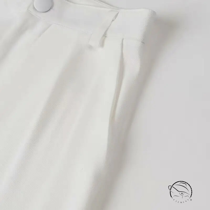 Elegant langry fashion white pleated dress with waist button closure