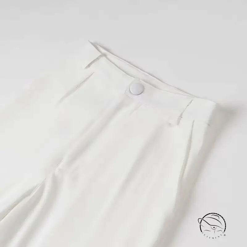 Elegant langry fashion white linen pants with button and pocket detail