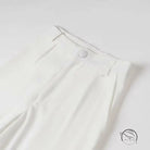 Elegant langry fashion white linen pants with button and pocket detail