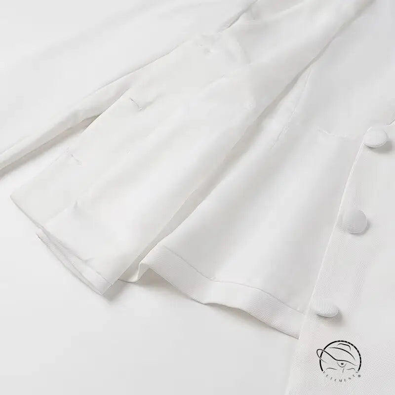 Elegant white linen langry fashion shirt with rolled sleeves and collar