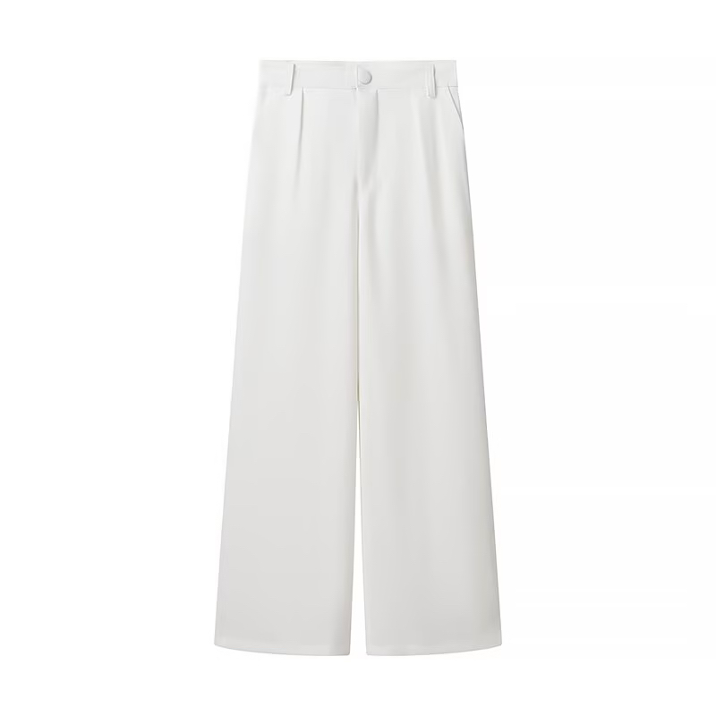Elegant white pleated wide-leg pants in Langry fashion suit