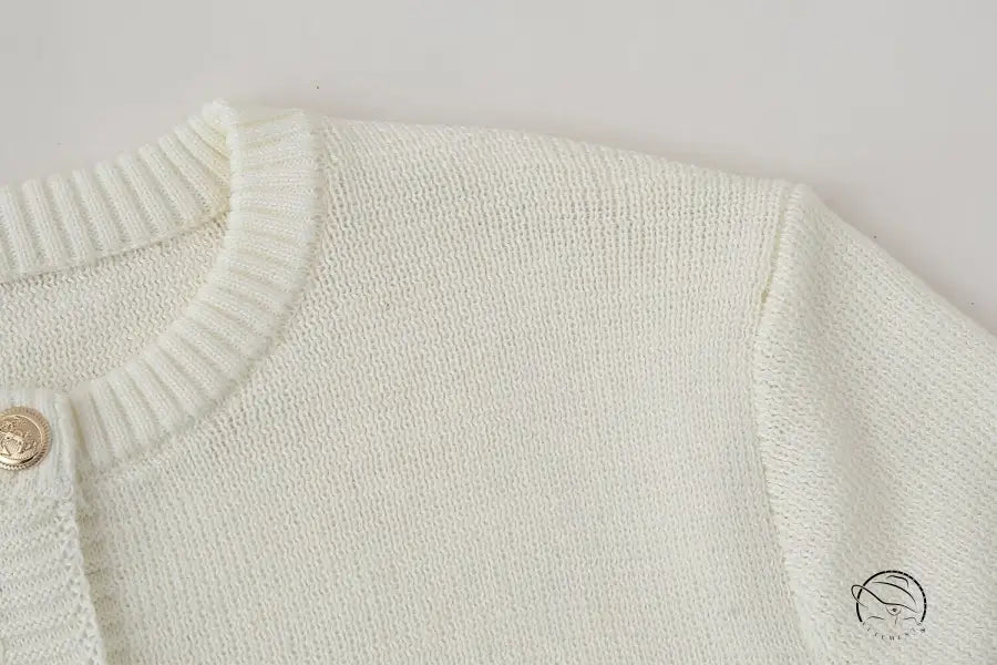 White slim casual knitted dress with cardigan detail