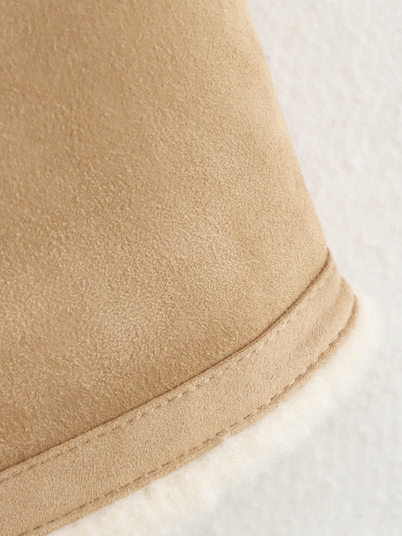 Beige sheepskin-lined Langry fashion suede boot with stitching detail