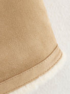 Beige sheepskin-lined Langry fashion suede boot with stitching detail
