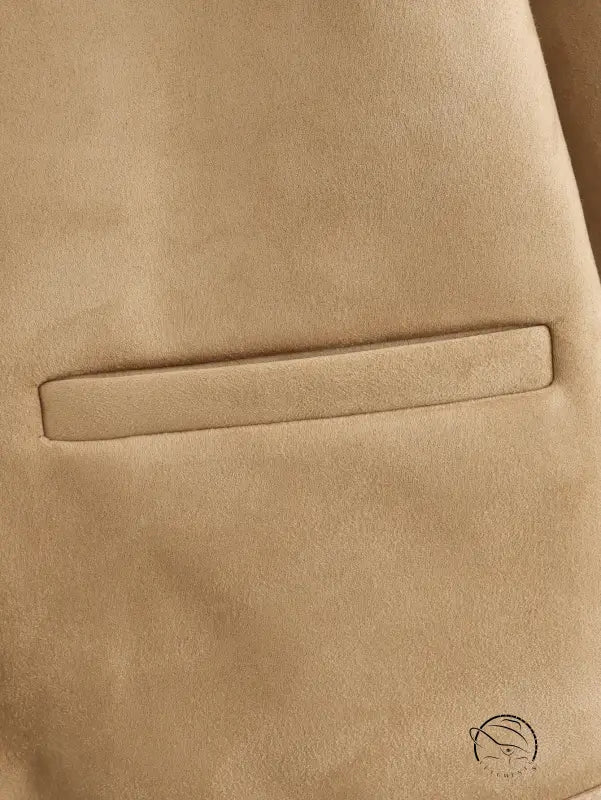 Beige suede pocket detail on Langry winter fashion short coat