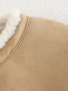 Langry fashion beige shearling-lined bootie with fur trim for winter coats