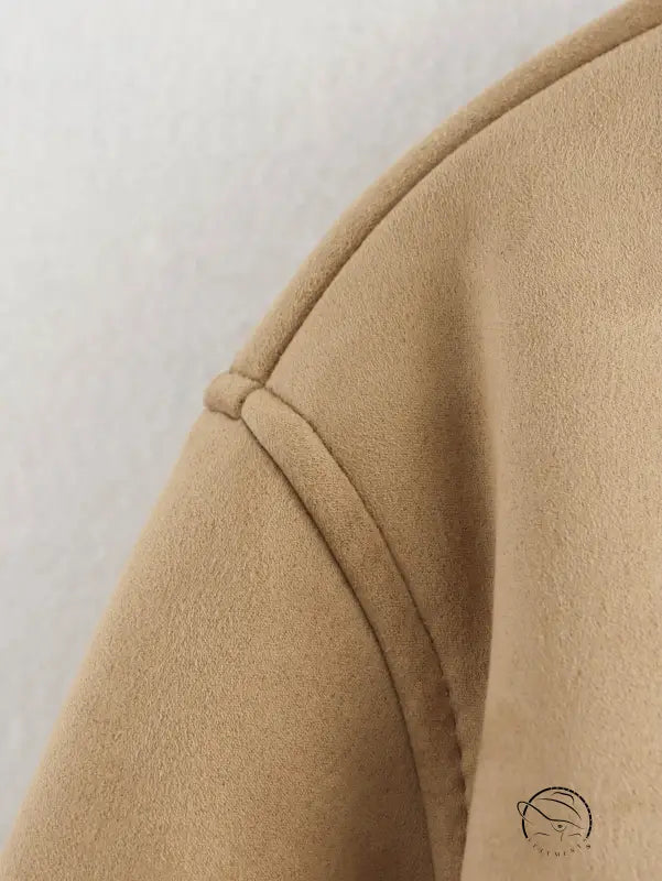 Beige suede langry fashion jacket with button closure