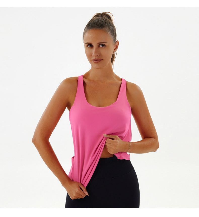 Pink athletic tank top from Yoga Breathable Top, ideal for active fashion and ملابس