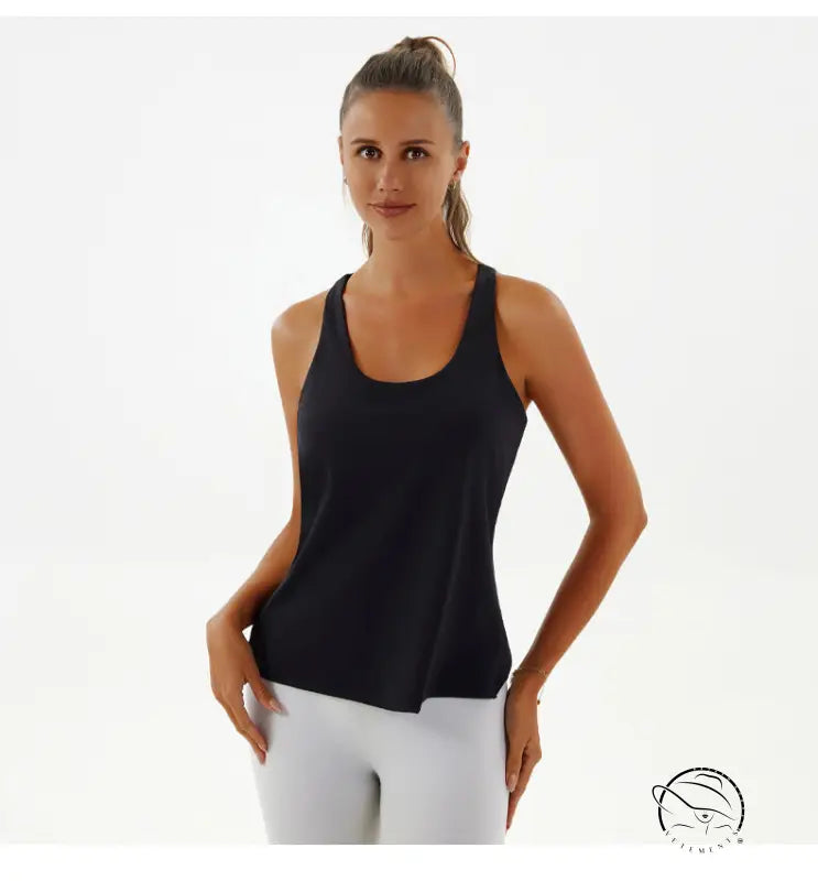 Black racerback yoga breathable top from Langry fashion