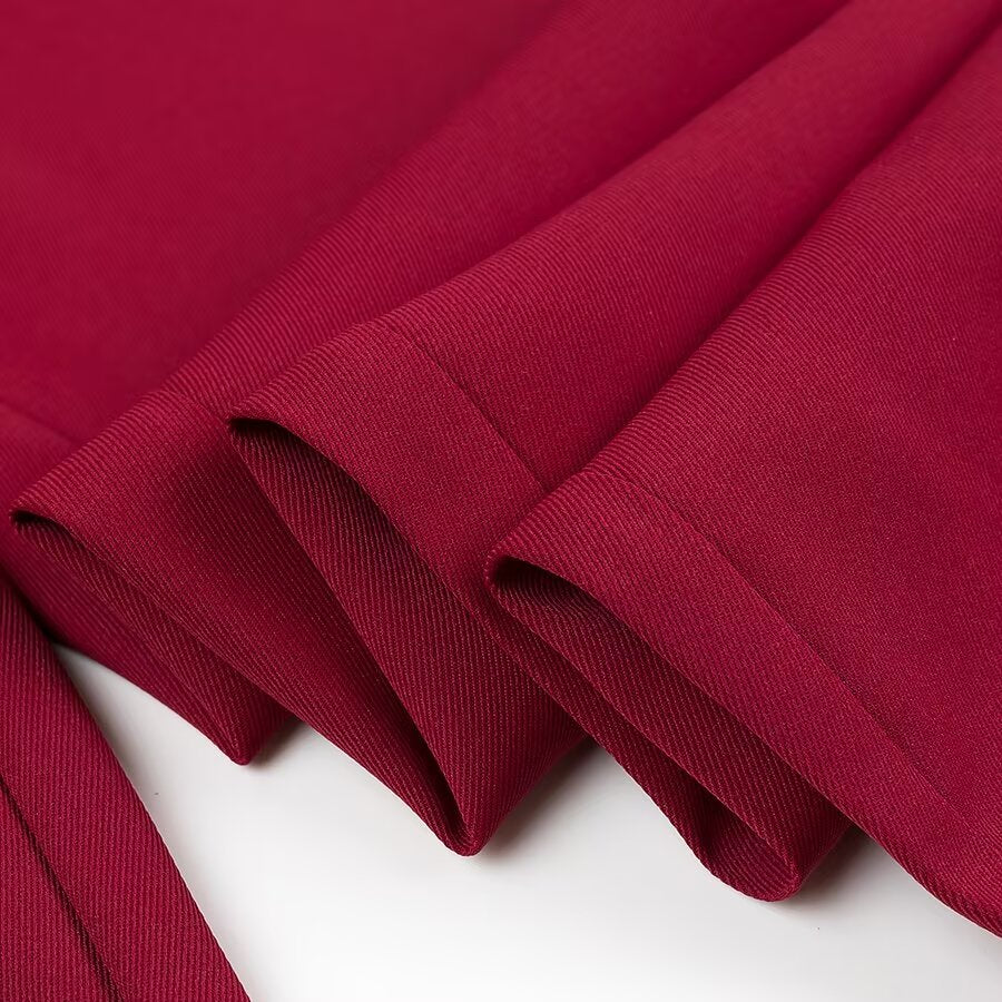 Burgundy twill fabric with sheen for Langry fashion blazer trousers