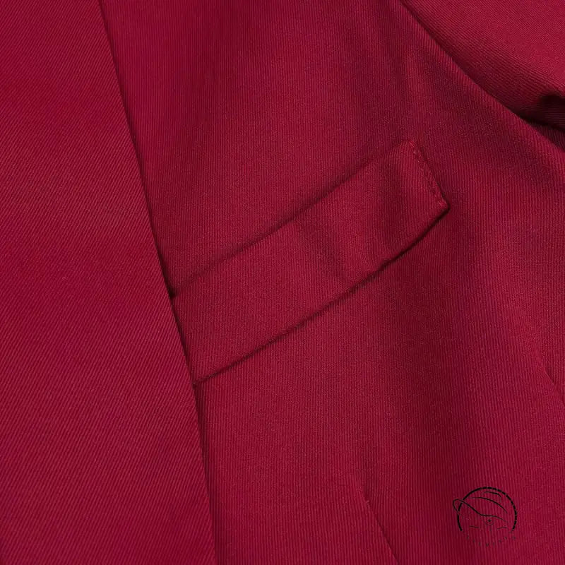 Red langry corduroy blazer with tuxedo collar and pocket detail