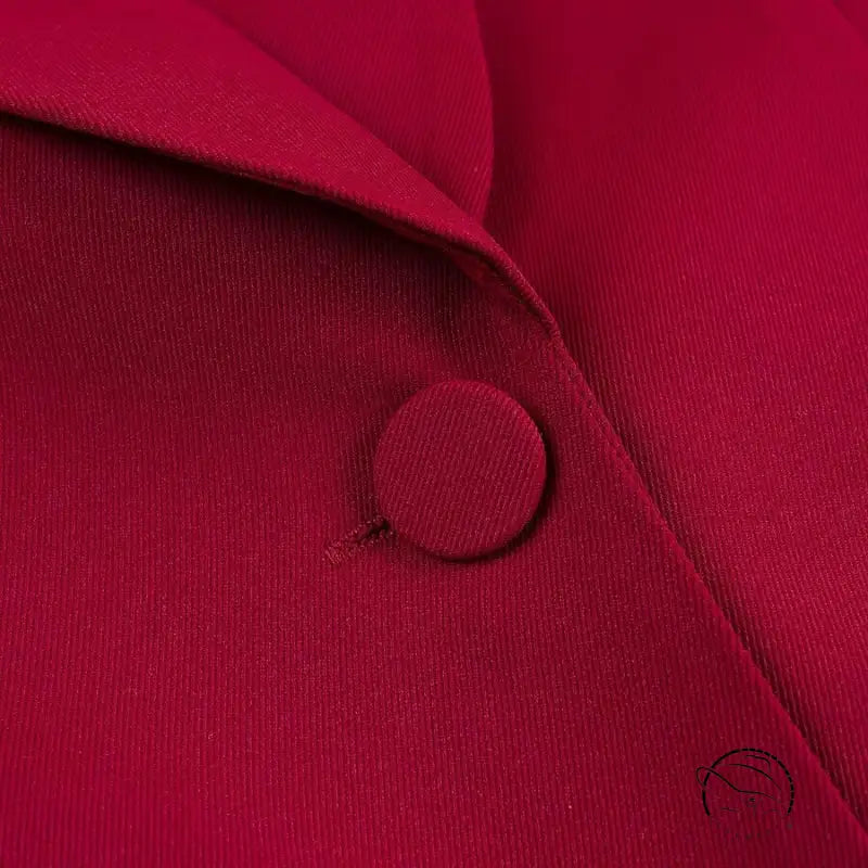 Langry fashion red button-down shirt in cute tuxedo collar blazer style