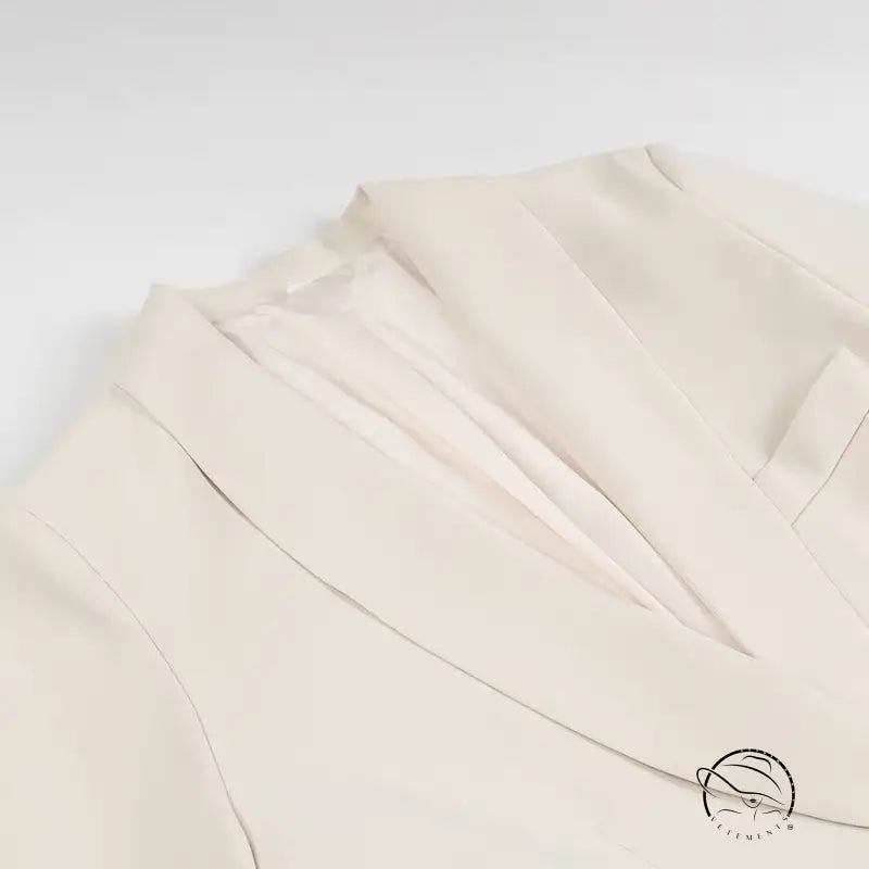 Langry fashion cream silk blouse with tuxedo collar ruffled neckline