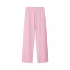 Pink high-waist wide-leg langry fashion trousers in smooth fabric