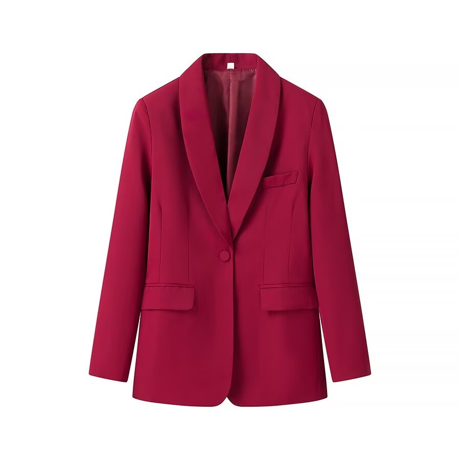 Langry fashion wine-colored blazer with single button and pocket detail