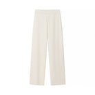Cream-colored high-waist wide-leg trousers in Langry fashion ملابس