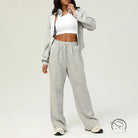 Gray loose hooded coat with casual sweatpants outfit