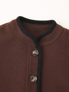 Stylish langry fashion brown black woolen jacket with round collar