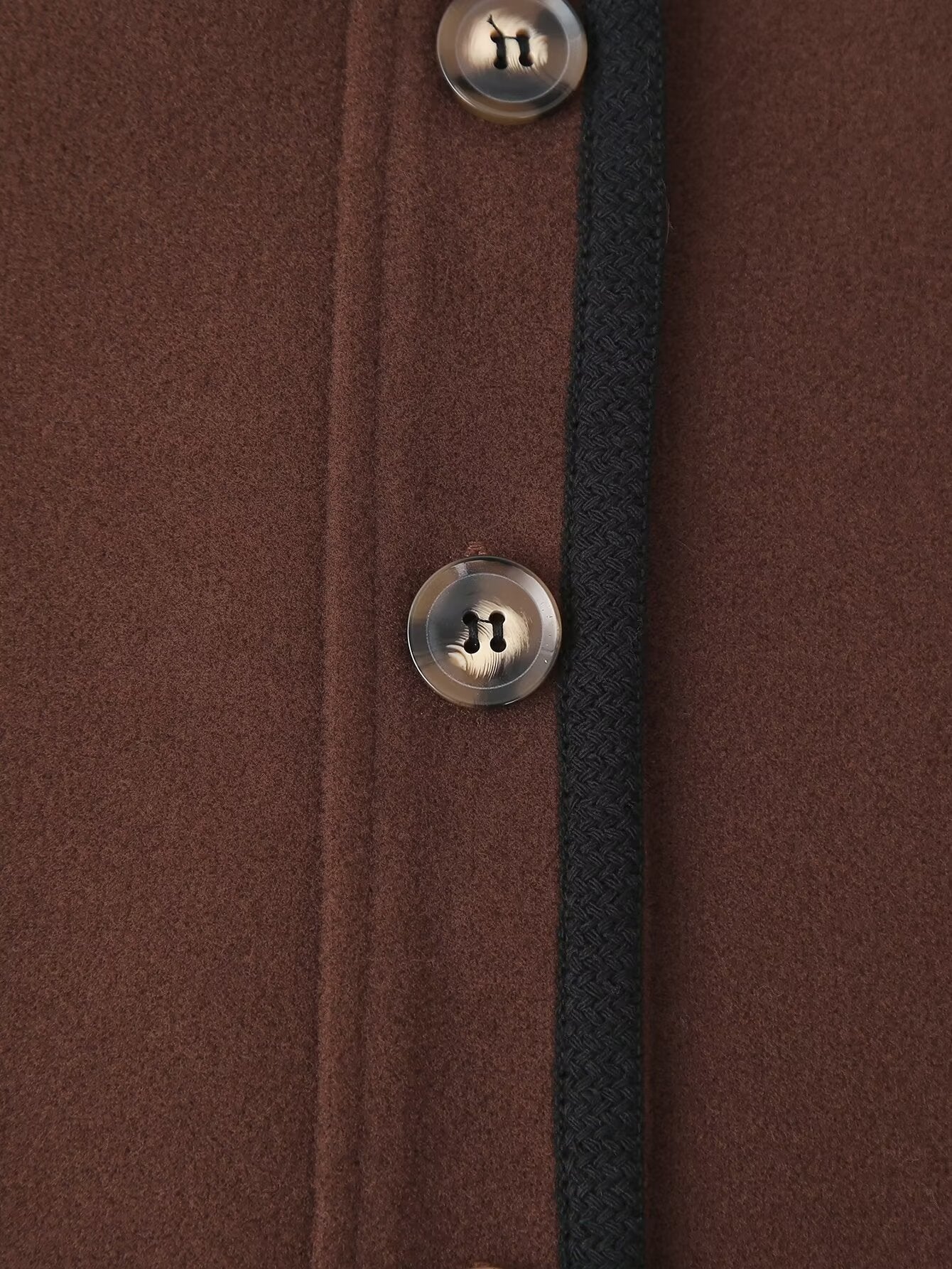 Stylish graceful soft woolen langry fashion jacket in brown leather with silver buttons and black strap