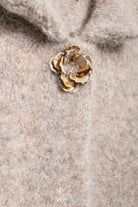 Elegant langry fashion knitted cardigan beige floral brooch with rhinestone