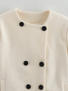 Cozy Langry thickened hem woolen coat in cream with black buttons
