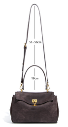 Brown leather handbag with strap from Original Frosted Deerskin Bag, ideal for fashion enthusiasts