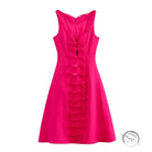 Fuchsia sleeveless stereo bowknot decoration dress with ruffled front