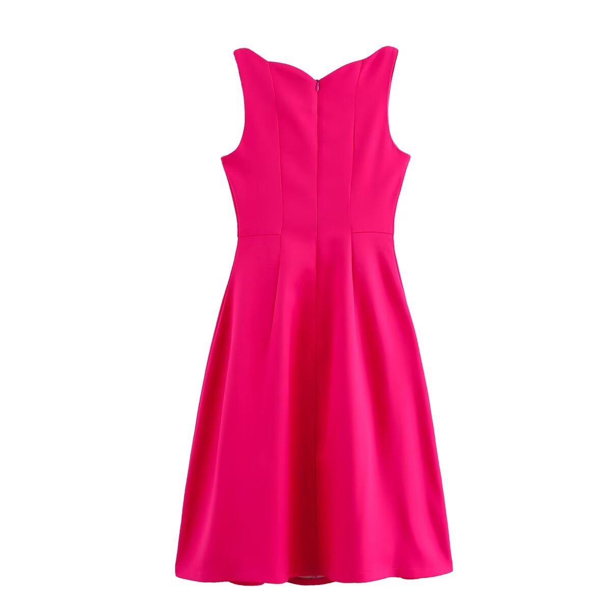 Bright pink sleeveless fashion dress with stereo bowknot decoration, stylish ملابس
